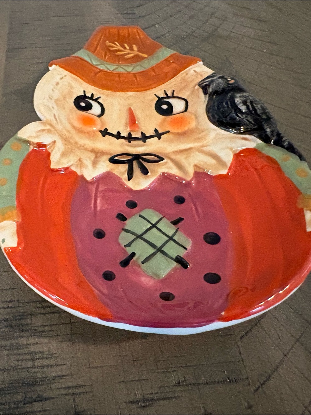 Transpac Johanna Parker Orange Pumpkin Scarecrow Spoon Rest